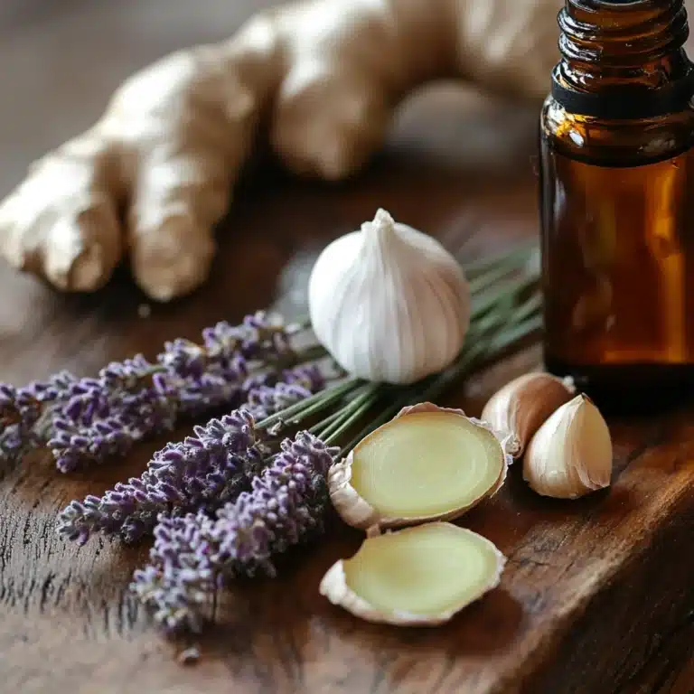 Ail, Huile essentielle de lavande, Gingembre